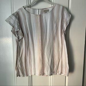 Calvin Klein Striped Blouse - White / Tan / Neutral